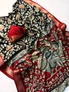 Tew Soft Bleck Dola Silk With Kalamkari Design Sarees Wholesale Suppliers In Mumbai